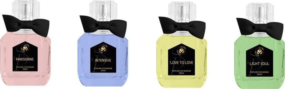SET 24PZ PROFUMO DONNA 30ML TAPPO A FORMA DI PAPILLON PASTEL IN 4 DIVERSE FRAGRANZE 032732 - 2