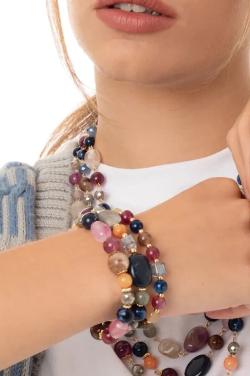 MYA ACCESSORIES | Bracciale elastico tre linee con pietre - 3