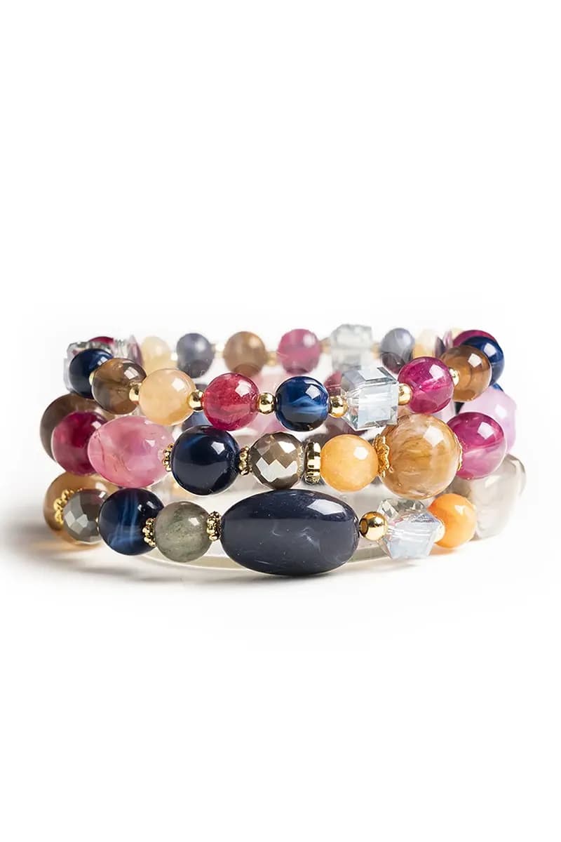 MYA ACCESSORIES | Bracciale elastico tre linee con pietre - 2