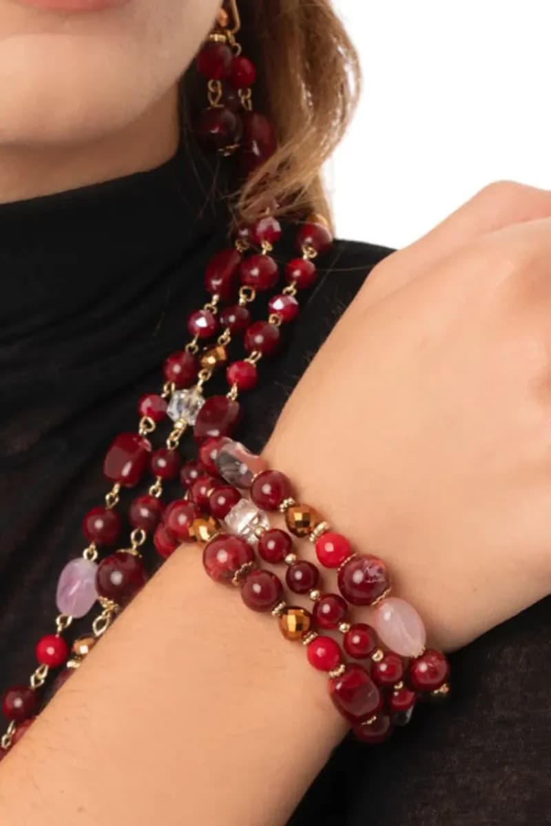 MYA ACCESSORIES | Bracciale elastico tre linee con pietre - 3