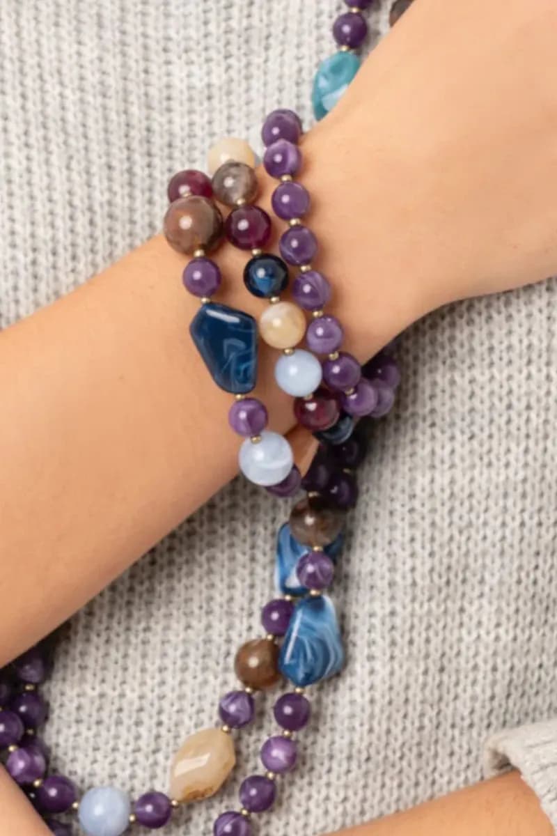 MYA ACCESSORIES | Bracciale elastico tre linee con sfere - 4