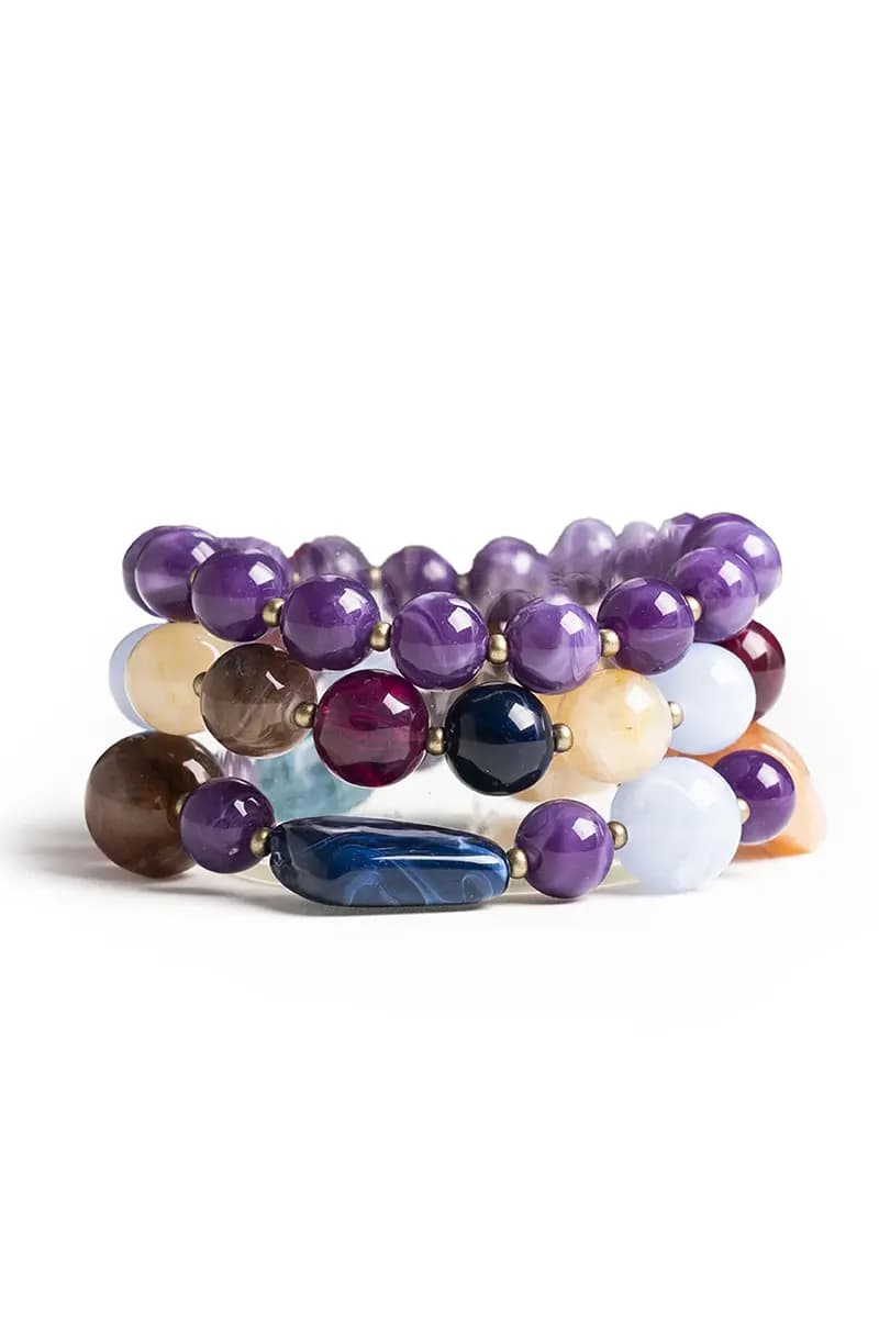 MYA ACCESSORIES | Bracciale elastico tre linee con sfere - 2
