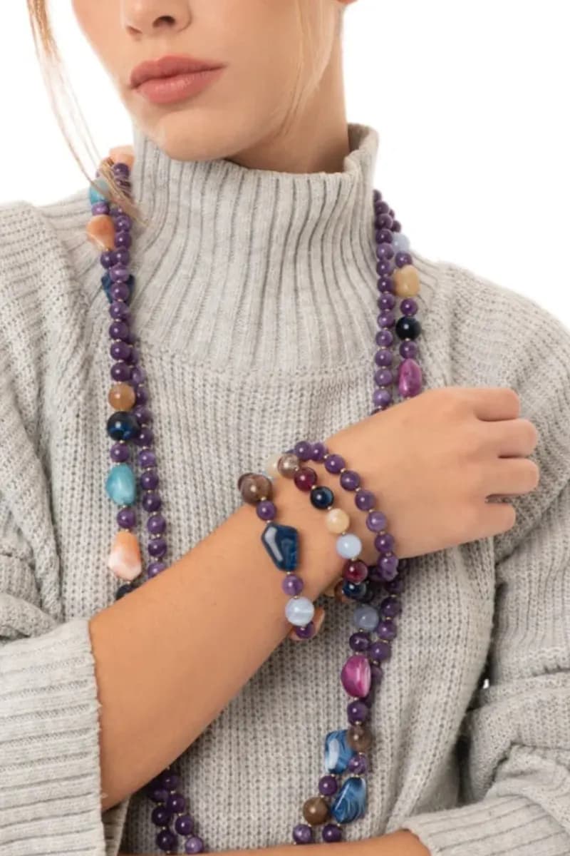 MYA ACCESSORIES | Bracciale elastico tre linee con sfere - 3