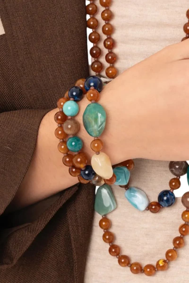 MYA ACCESSORIES | Bracciale elastico tre linee con sfere - 3