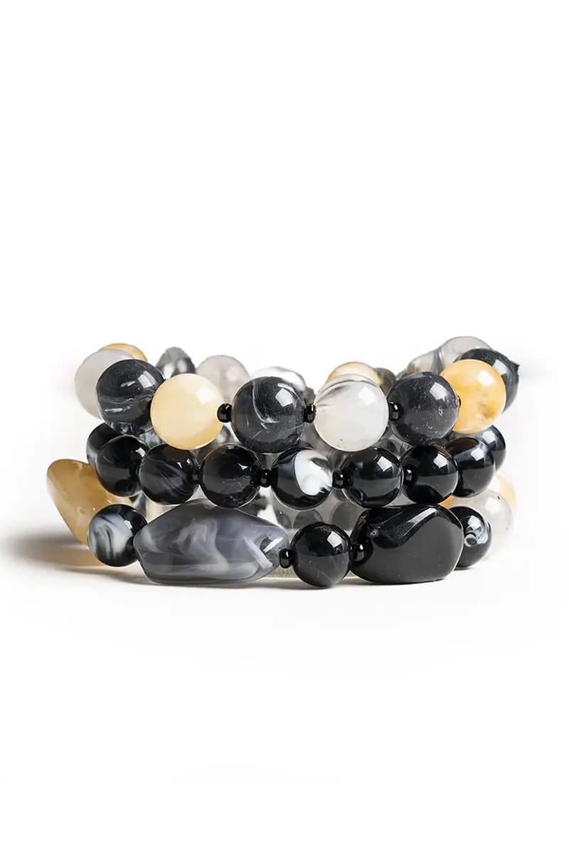 MYA ACCESSORIES | Bracciale elastico tre linee con sfere - 2
