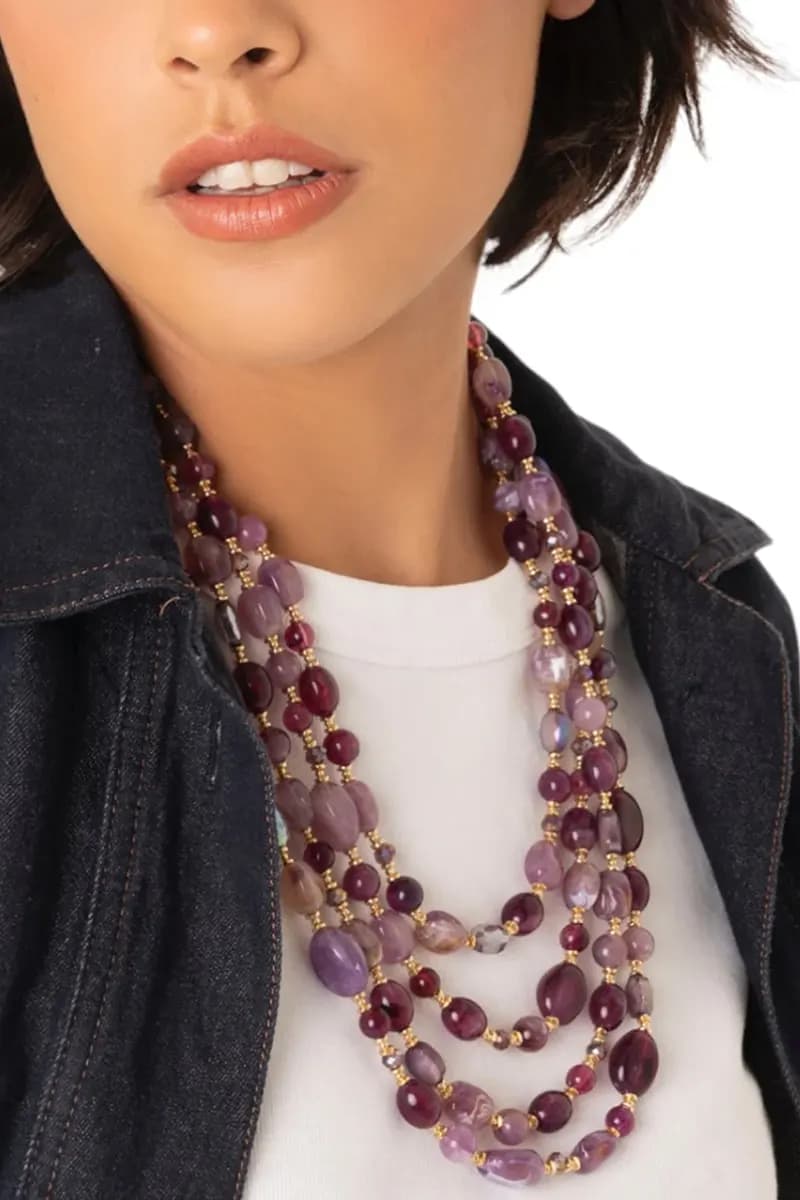 MYA ACCESSORIES | Collana a quattro fili con pietre in acrilico - 4