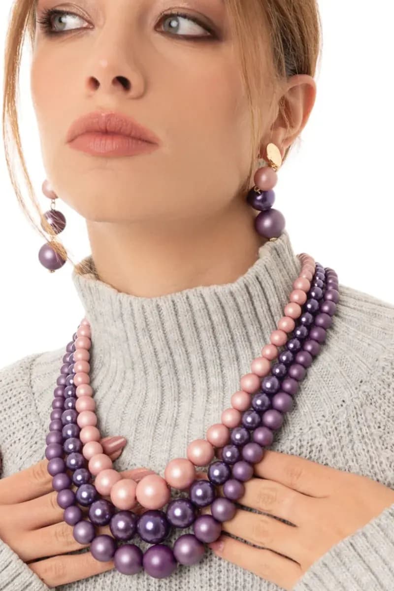 MYA ACCESSORIES | Collana a tre fili con sfere in acrilico - 5