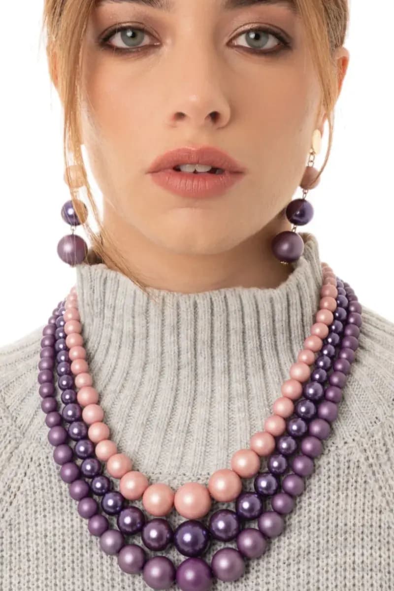 MYA ACCESSORIES | Collana a tre fili con sfere in acrilico - 4