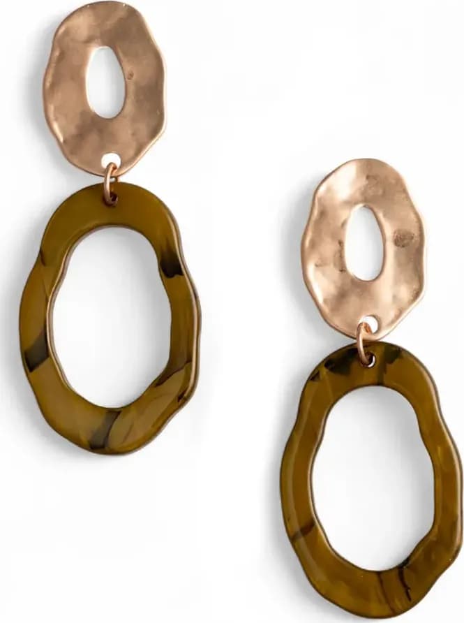MYA ACCESSORIES | Orecchini pendenti ovali in metallo e acrilico - 2