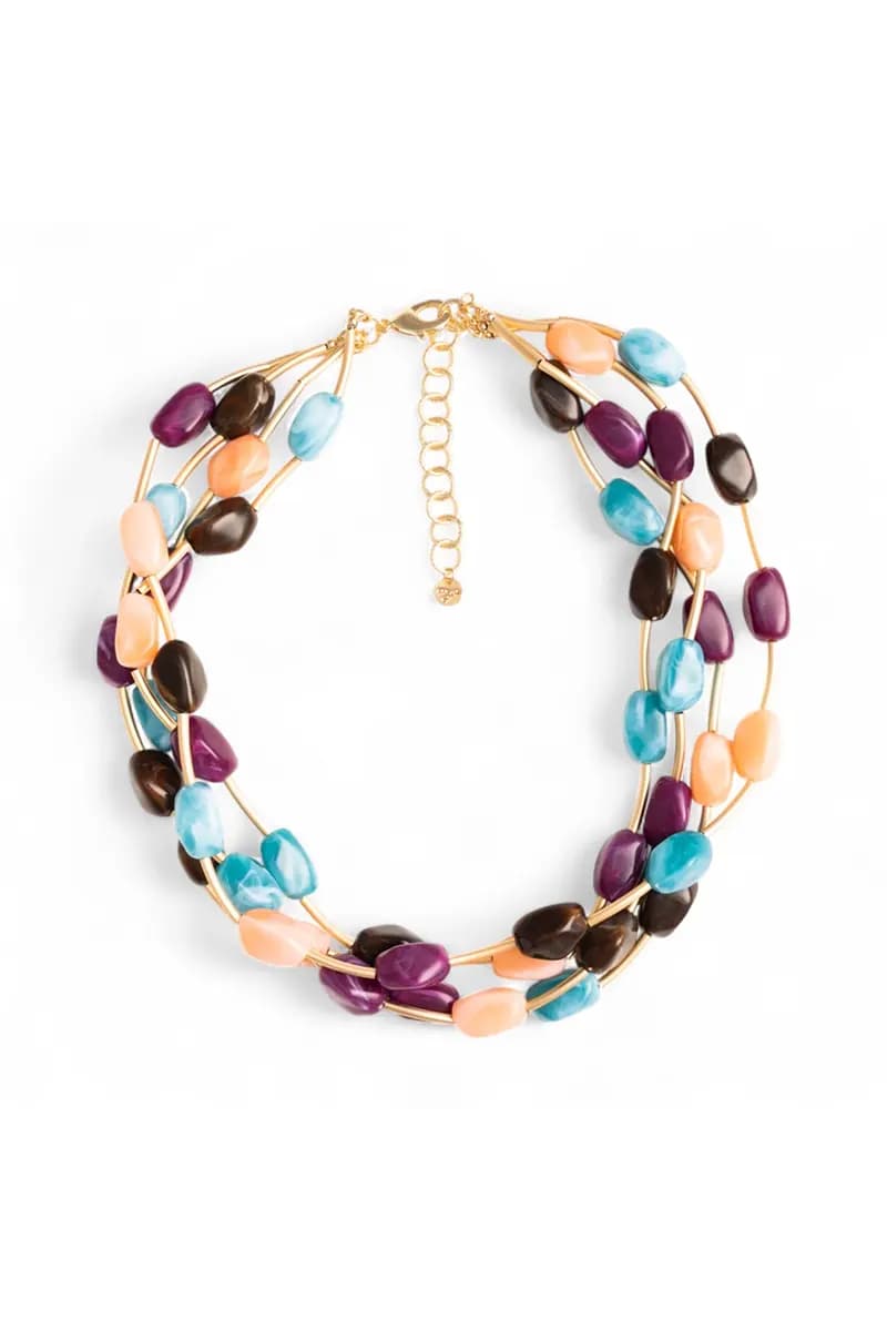 MYA ACCESSORIES | Collana girocollo multifilo con pietre - 2