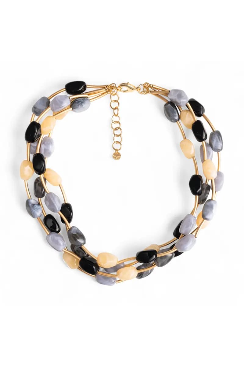MYA ACCESSORIES | Collana girocollo multifilo con pietre - 2