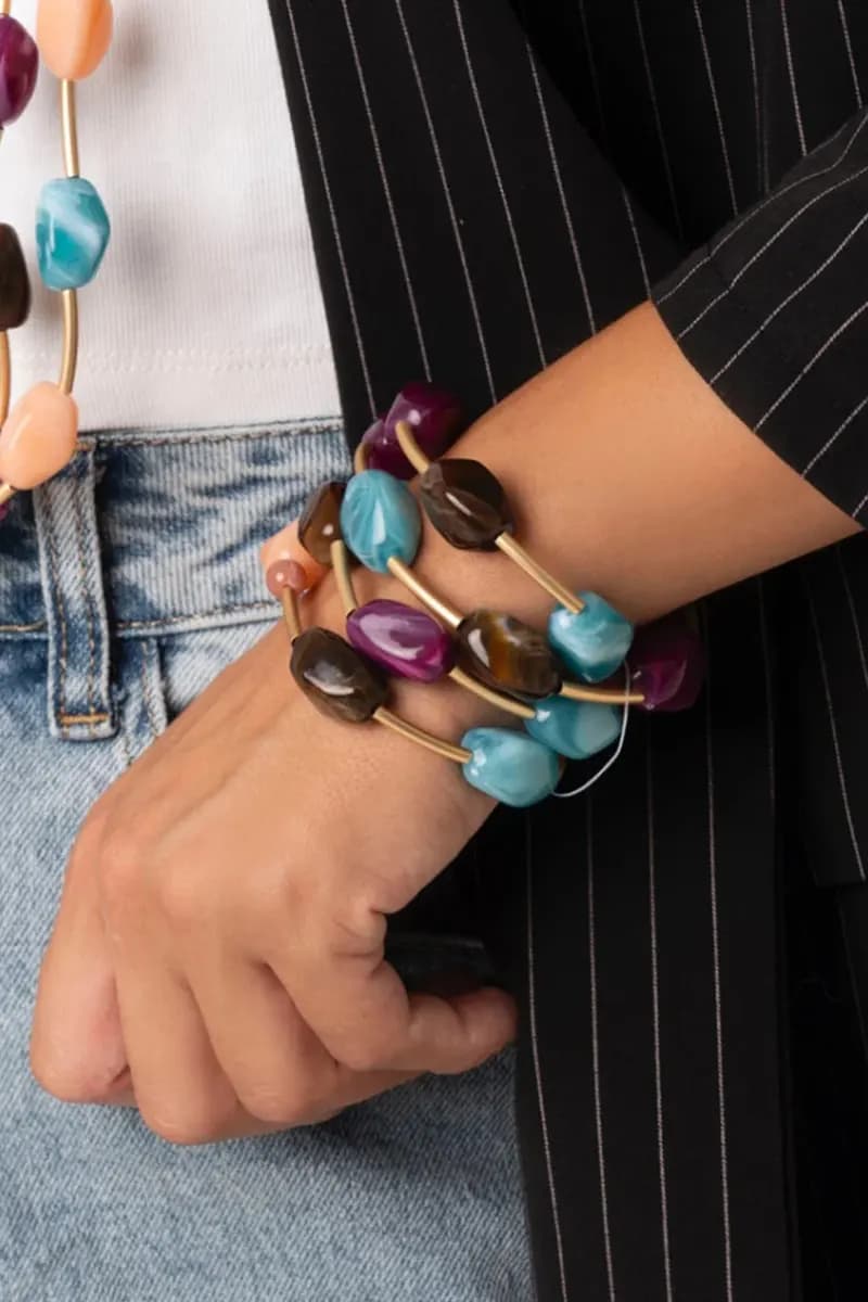 MYA ACCESSORIES | Bracciale elastico quattro fili con pietre