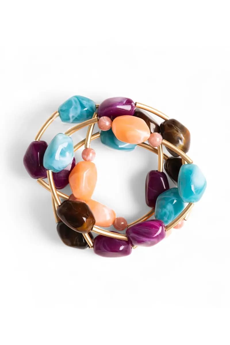 MYA ACCESSORIES | Bracciale elastico quattro fili con pietre - 2