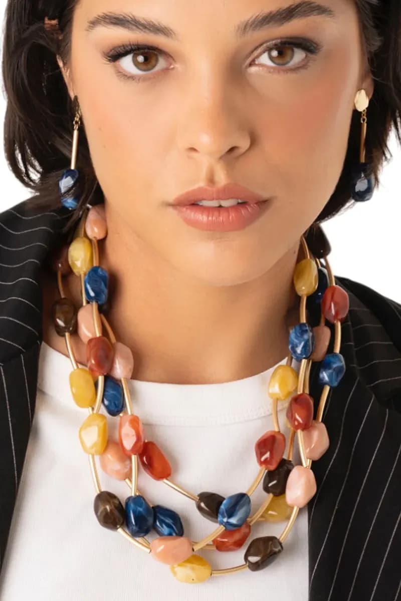 MYA ACCESSORIES | Collana girocollo multifilo con pietre - 4