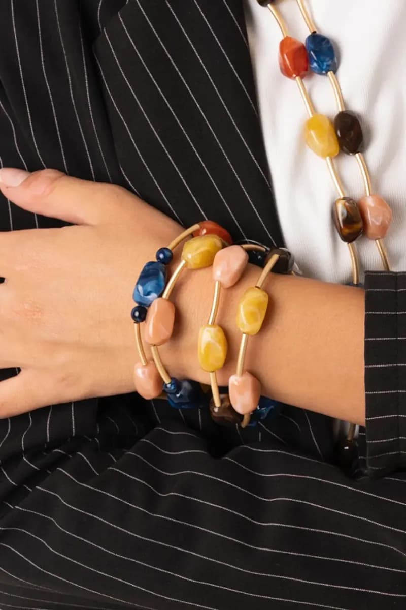 MYA ACCESSORIES | Bracciale elastico quattro fili con pietre - 3