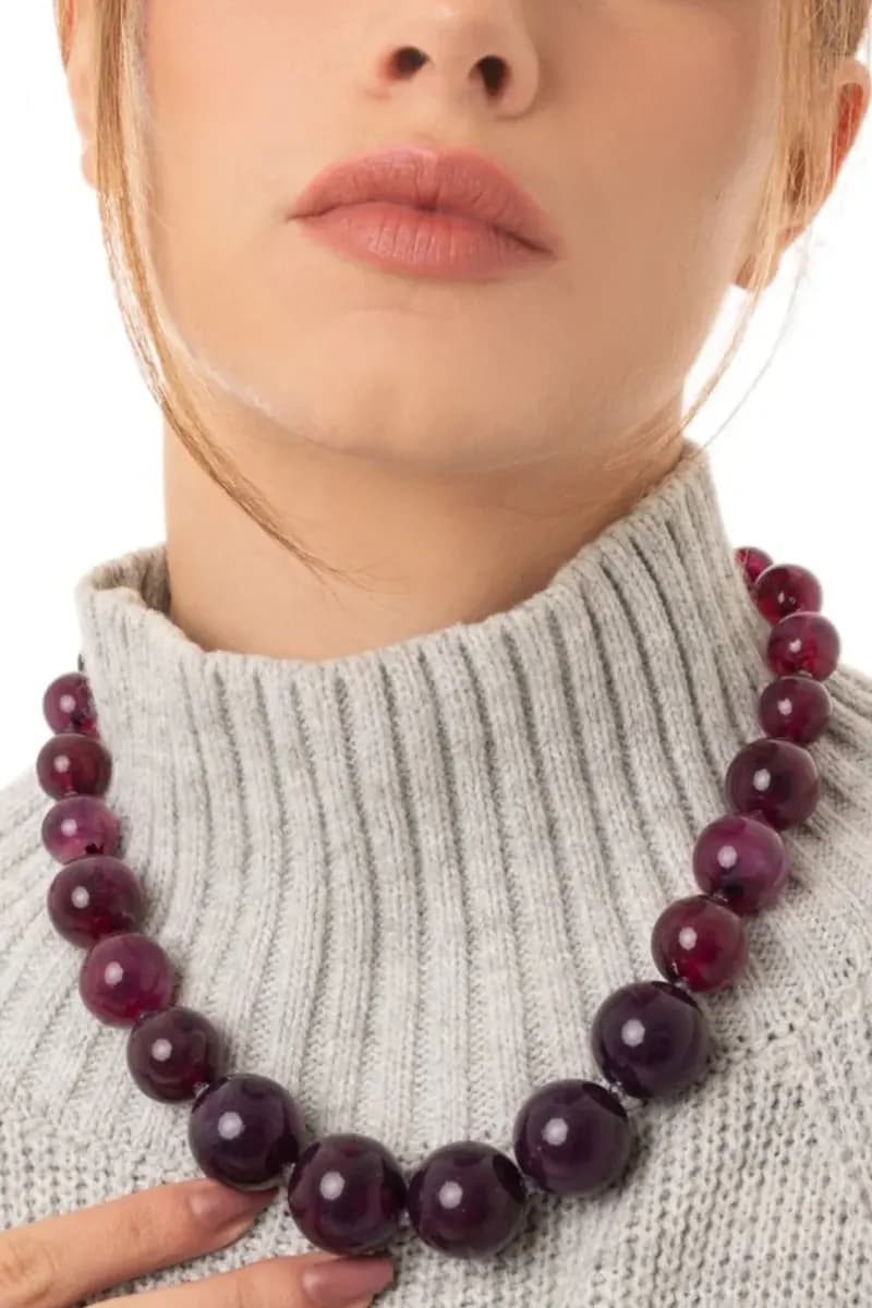 MYA ACCESSORIES | Collana girocollo con sfere in acrilico e vetro - 4