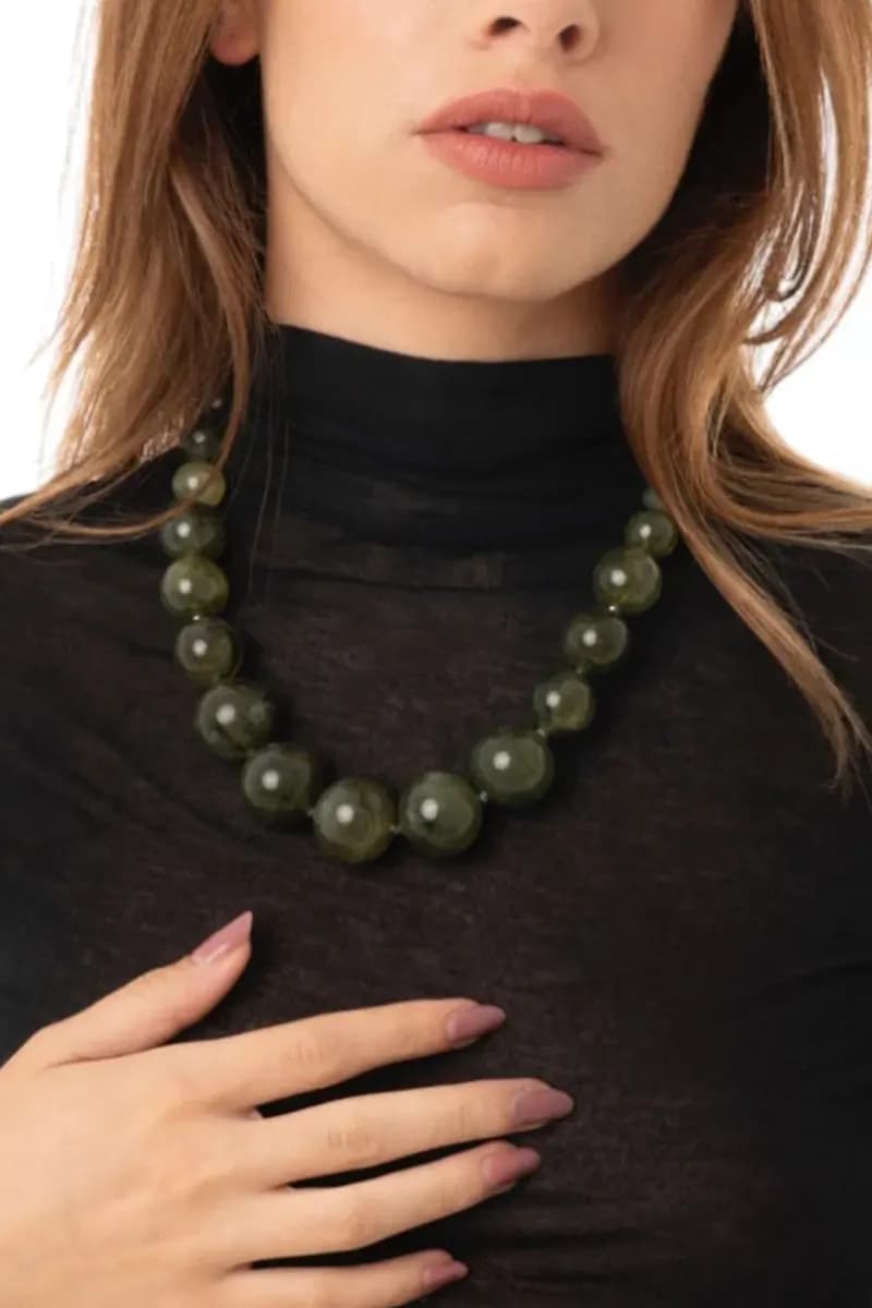 MYA ACCESSORIES | Collana girocollo con sfere in acrilico e vetro - 4