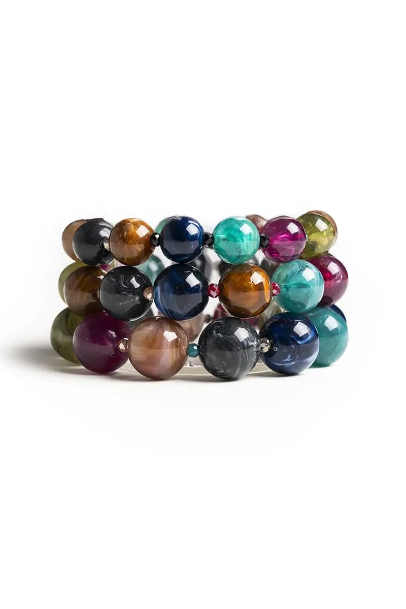 MYA ACCESSORIES | Bracciale elastico tre linee con sfere - 2