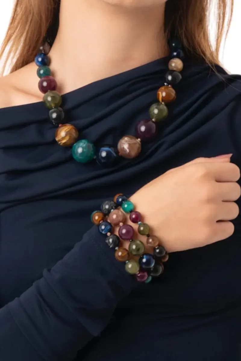 MYA ACCESSORIES | Bracciale elastico tre linee con sfere - 3
