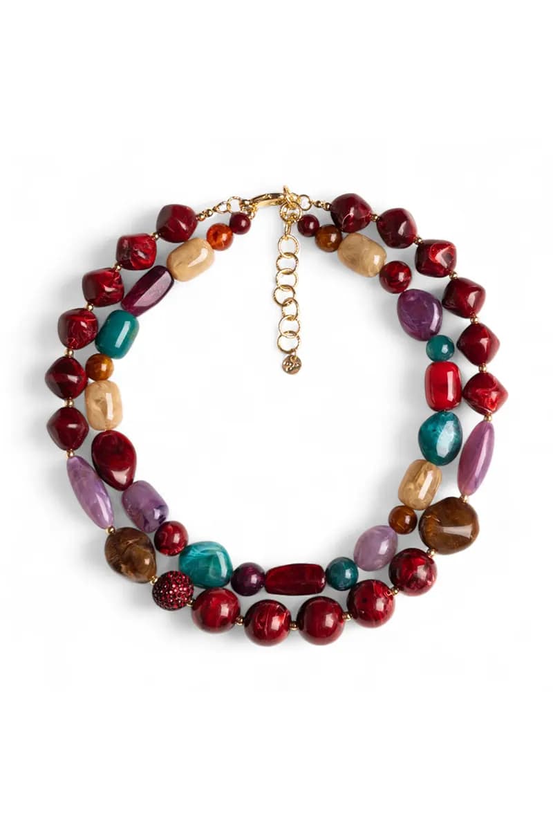 MYA ACCESSORIES | Collana girocollo doppio filo con pietre - 2