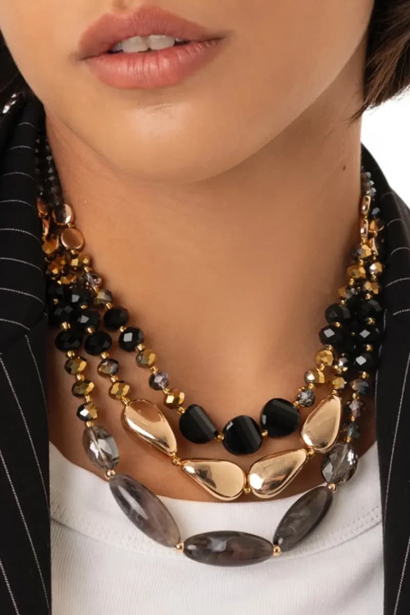 MYA ACCESSORIES | Collana girocollo multifilo con pietre - 5