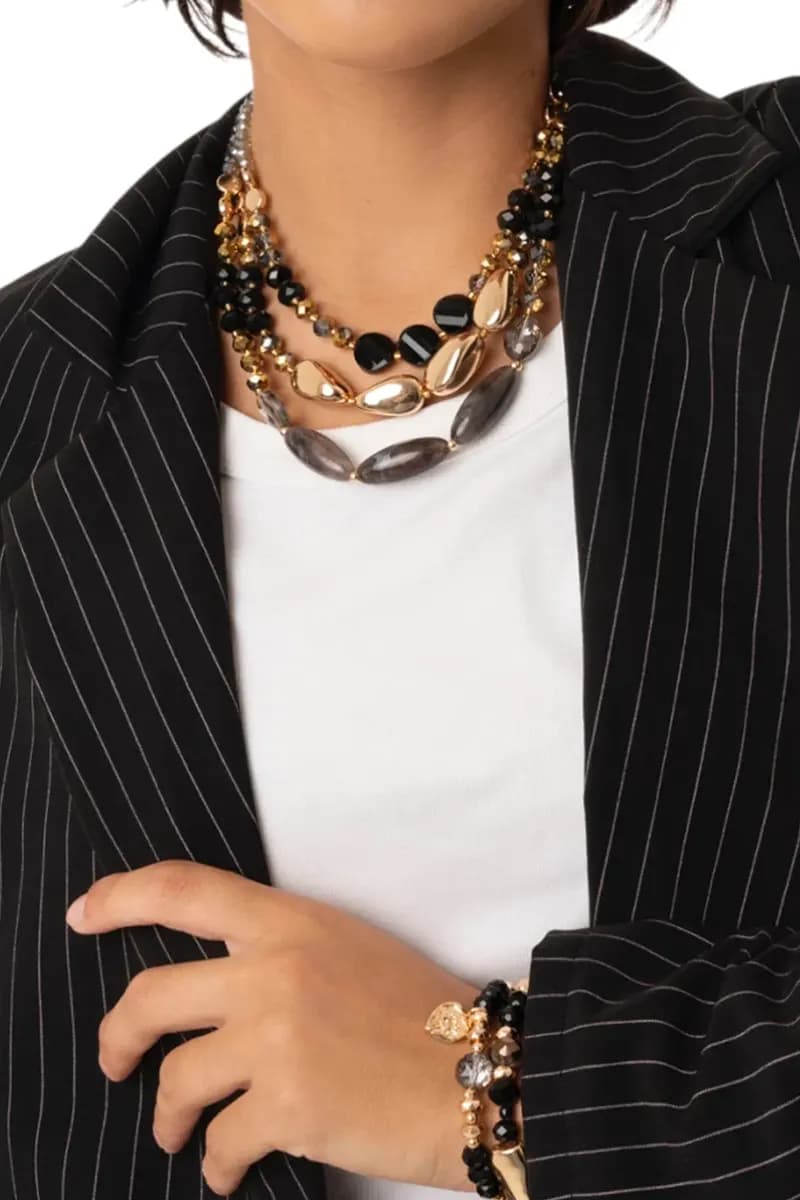 MYA ACCESSORIES | Collana girocollo multifilo con pietre - 4
