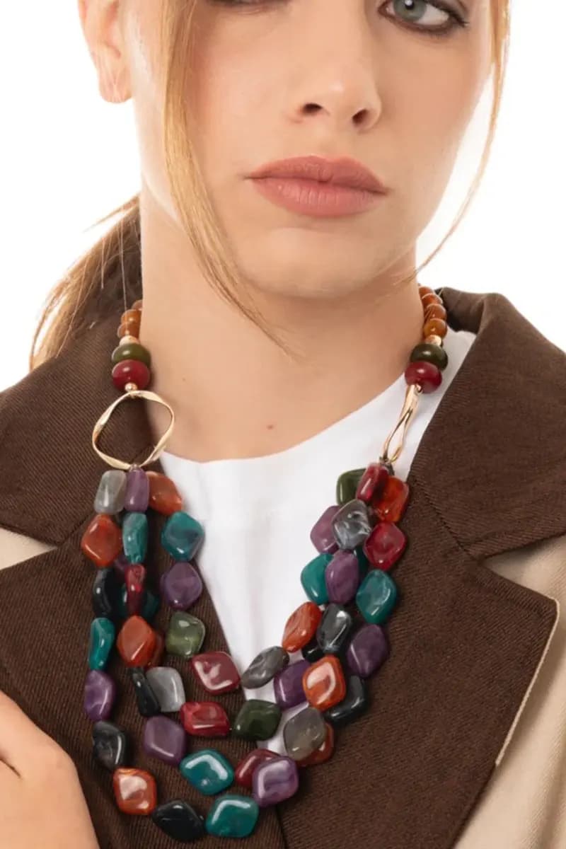 MYA ACCESSORIES | Collana multifilo con pietre in acrilico - 4