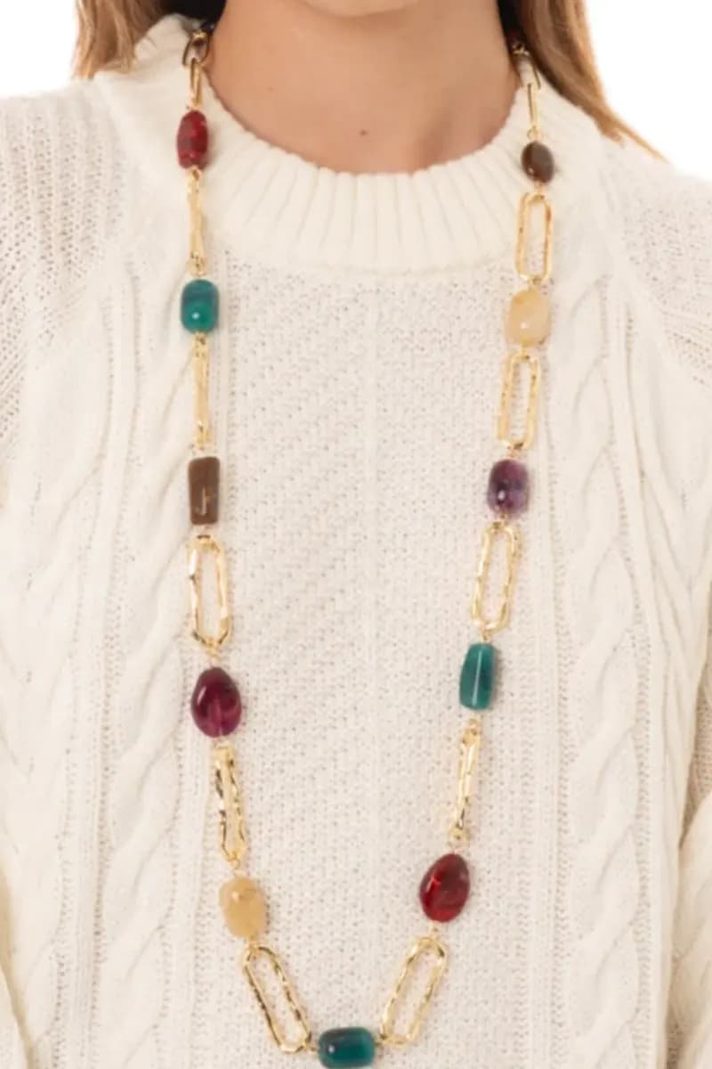 MYA ACCESSORIES | Collana lunga a catena con pietre - 4