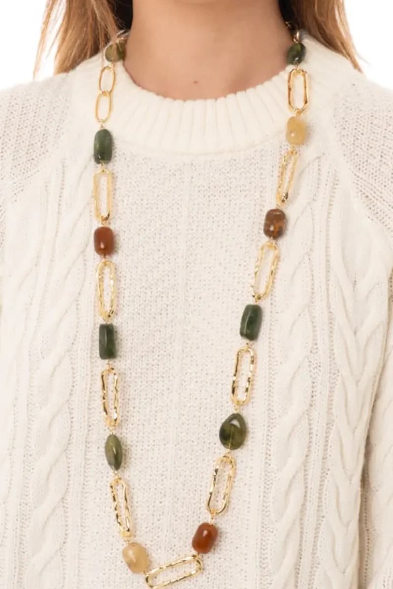 MYA ACCESSORIES | Collana lunga a catena con pietre - 4