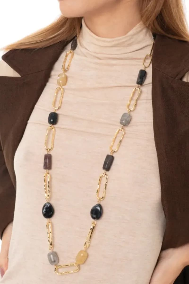 MYA ACCESSORIES | Collana lunga a catena con pietre - 4