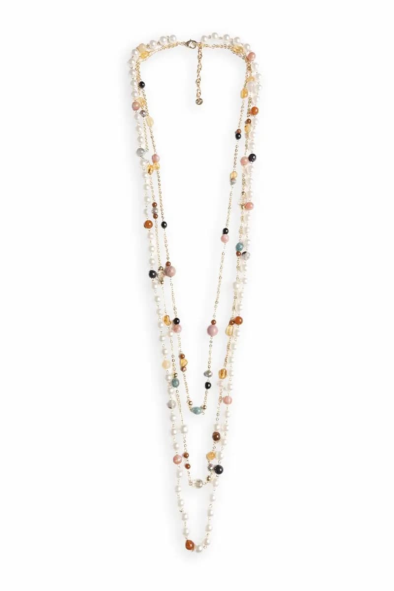 MYA ACCESSORIES | Collana lunga multifilo con pietre e perle - 2