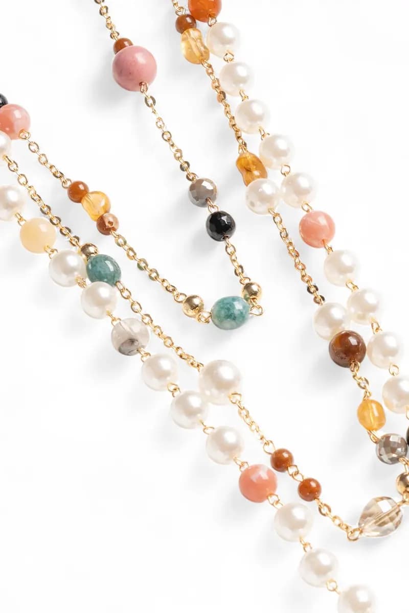 MYA ACCESSORIES | Collana lunga multifilo con pietre e perle - 3