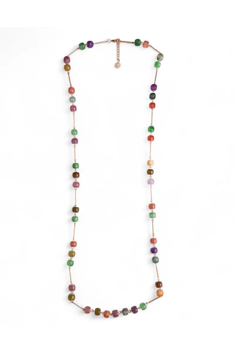 MYA ACCESSORIES | Collana lunga con pietre in vetro multicolore - 2