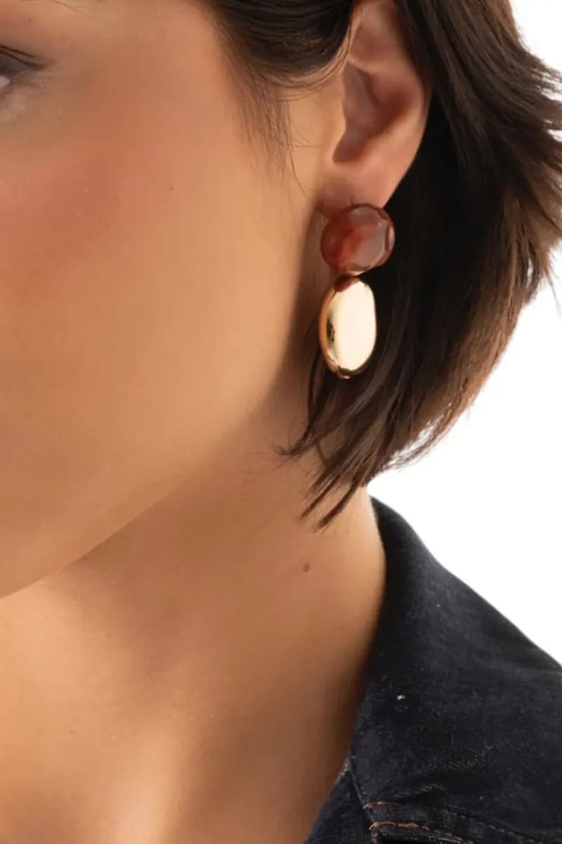 MYA ACCESSORIES | Orecchini pendenti con doppia pietra - 3