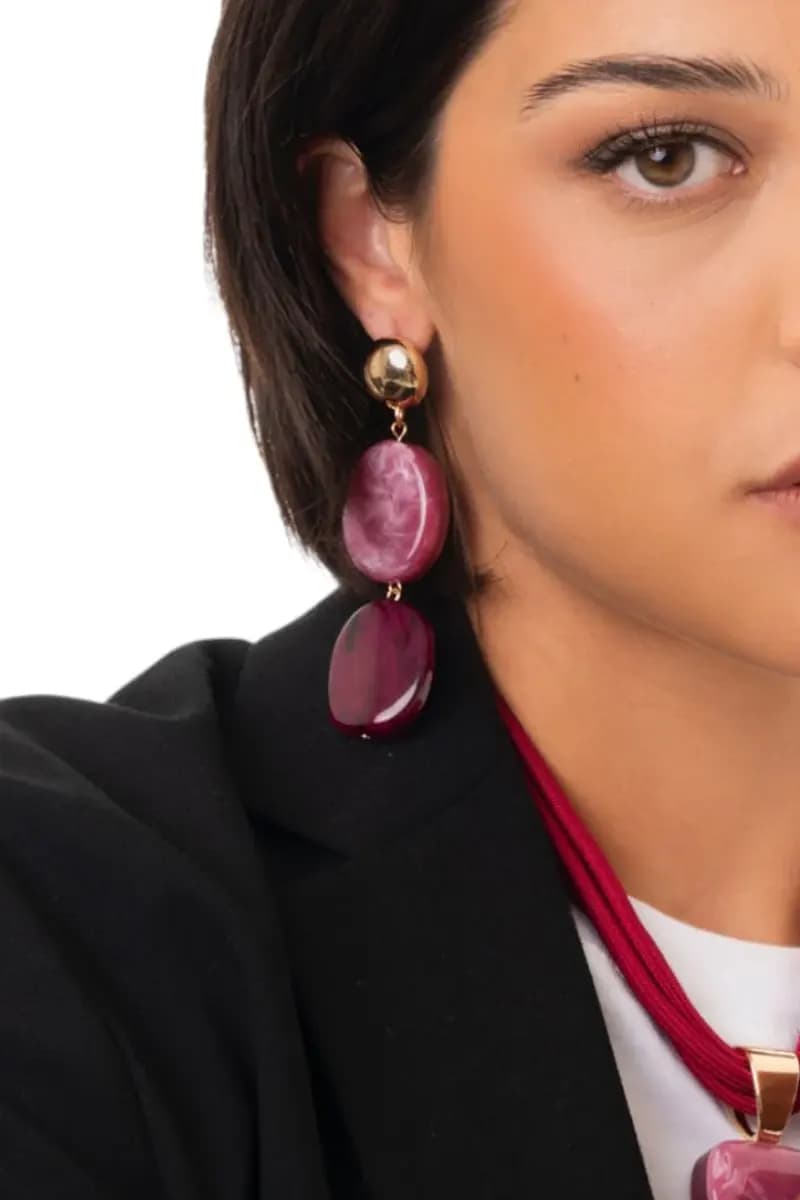 MYA ACCESSORIES | Orecchini pendenti con doppia pietra - 3