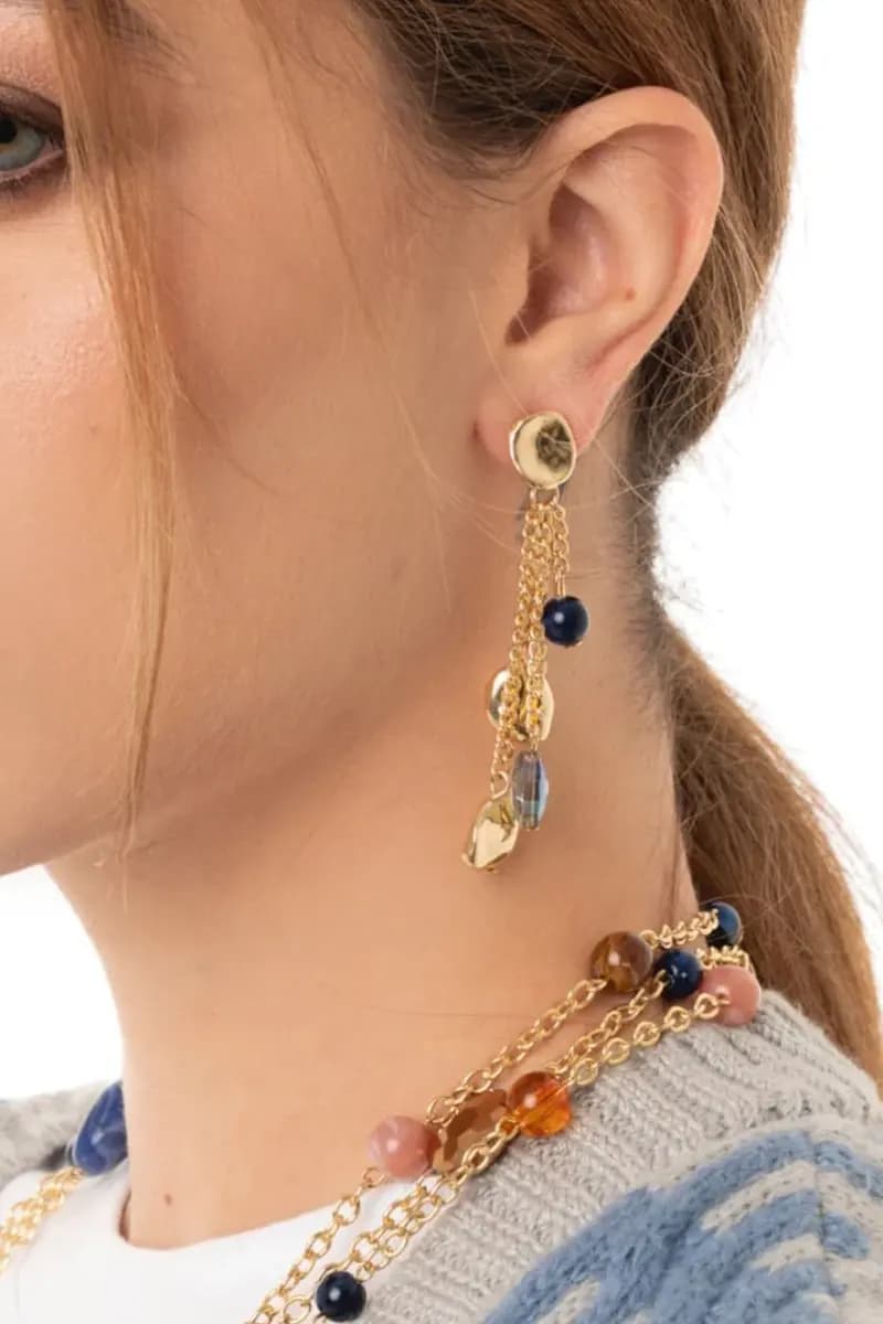 MYA ACCESSORIES | Orecchini pendenti a catena con pietre - 3
