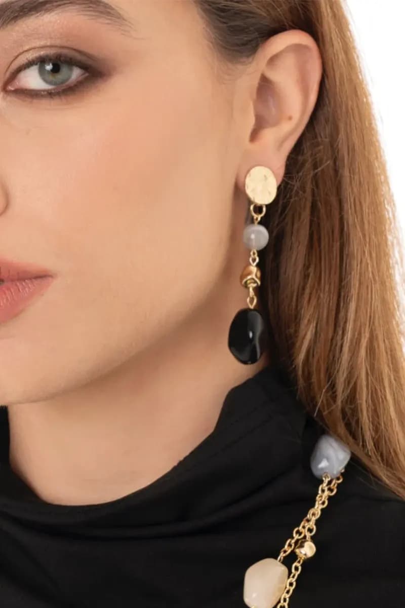 MYA ACCESSORIES | Orecchini pendenti a catena con pietre - 3