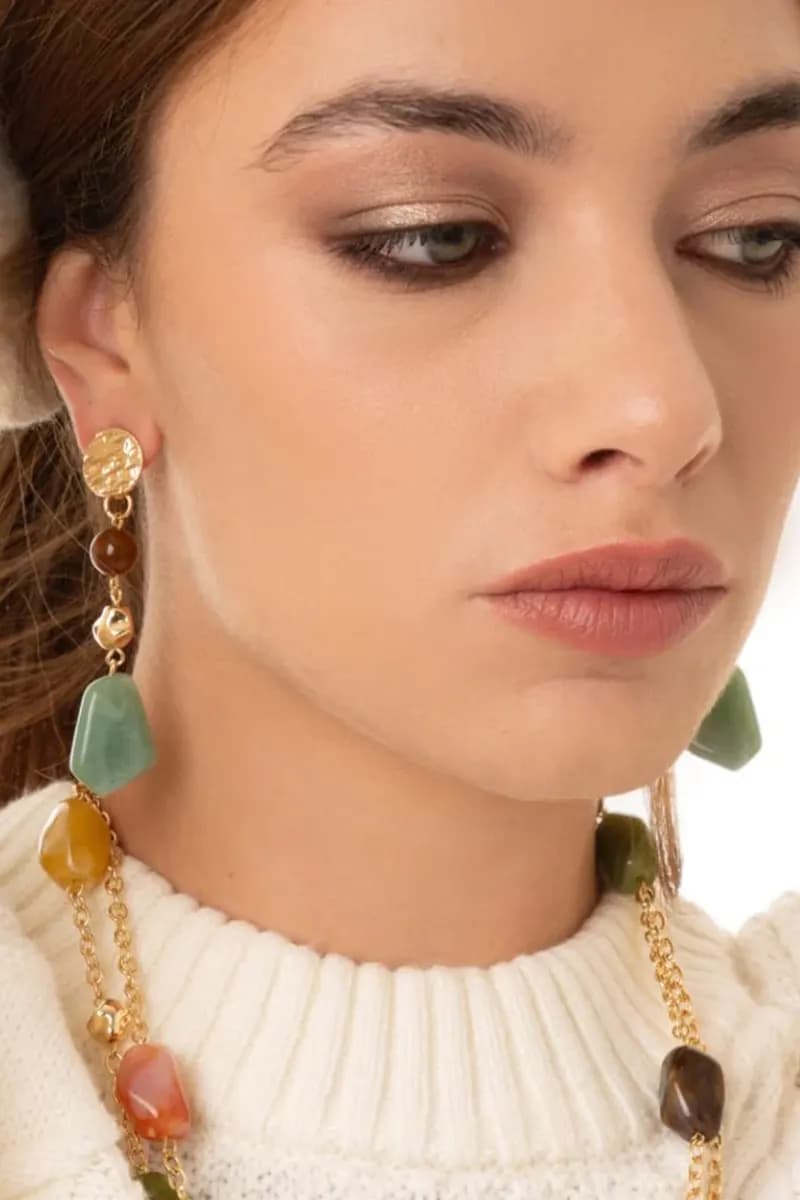 MYA ACCESSORIES | Orecchini pendenti a catena con pietre - 3