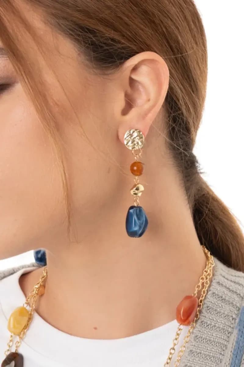MYA ACCESSORIES | Orecchini pendenti a catena con pietre - 3