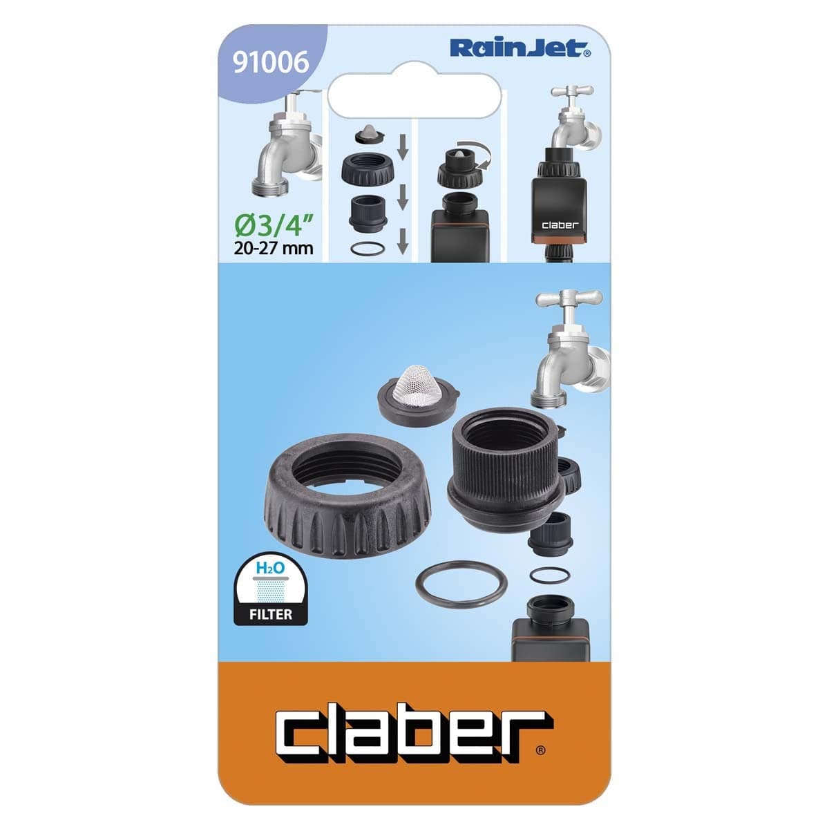 Ricambio ghiera-presa 3/4" per programmatori Aquauno e Aquadue con filtro "Claber" - 3