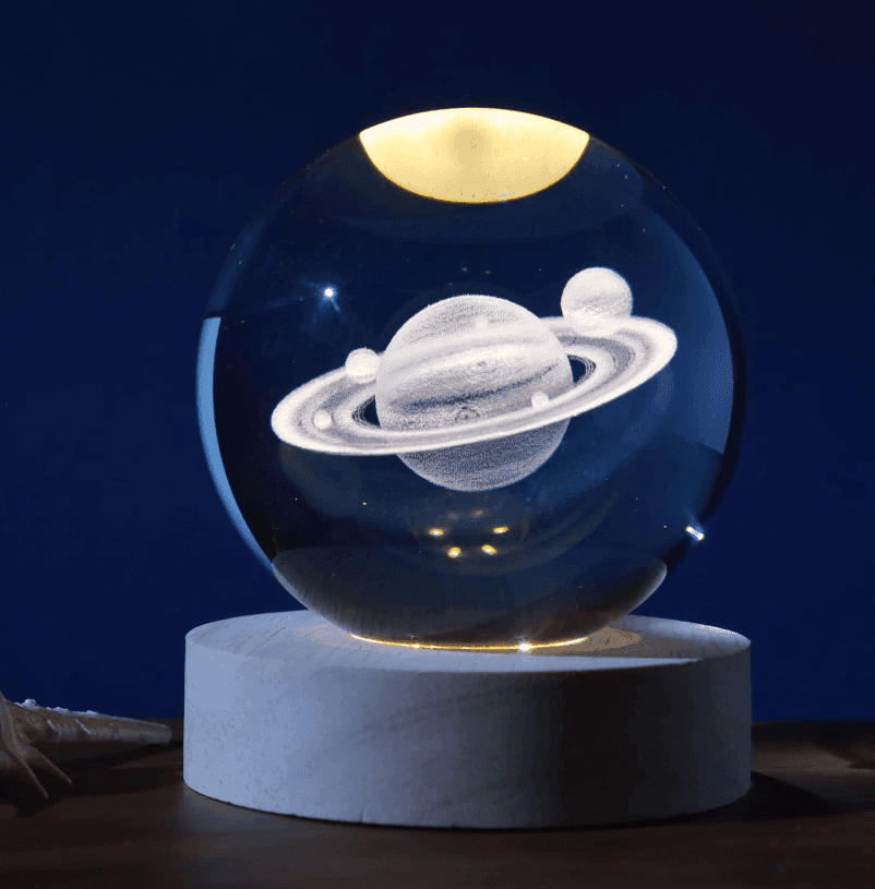 i-Total - Lampada Sfera Saturno in vetro 3D con LED RGB effetto sul soffitto (XL2714A) - 2