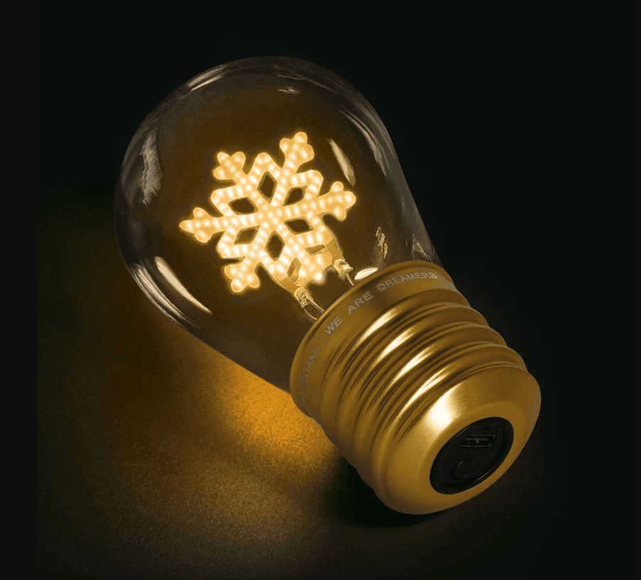 Legami -  Lampada da Tavolo Decorativa Natalizia a Forma di Lampadina a tema Fiocco di neve (VCLB0003) - 3
