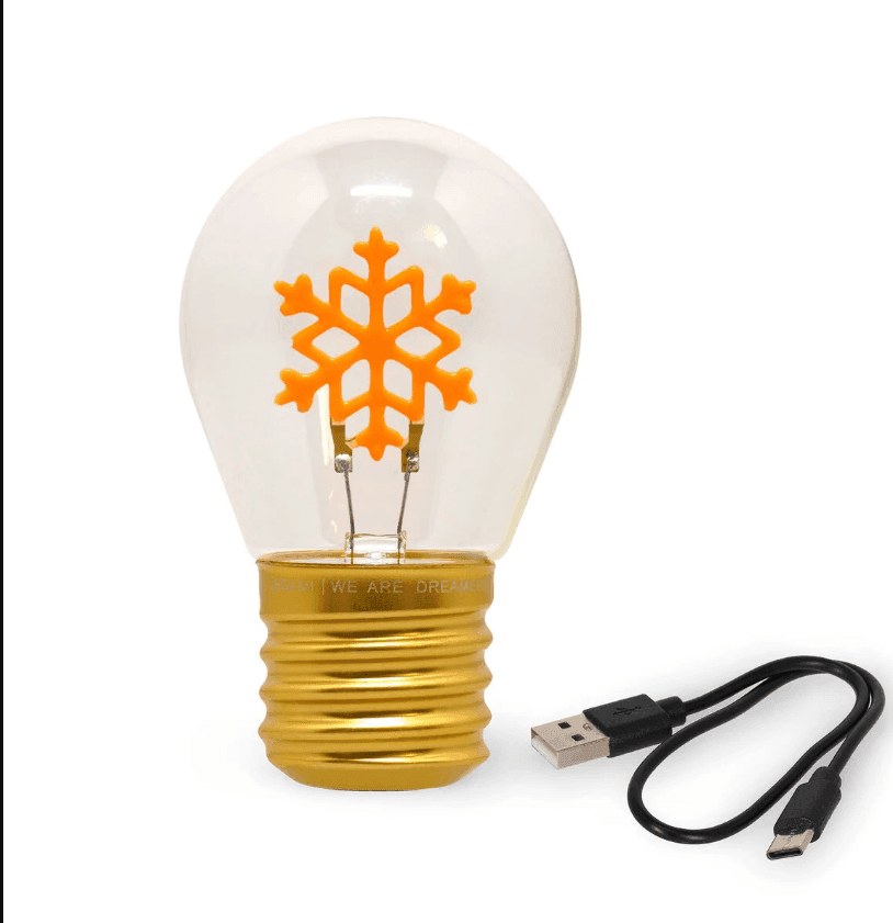 Legami -  Lampada da Tavolo Decorativa Natalizia a Forma di Lampadina a tema Fiocco di neve (VCLB0003) - 4