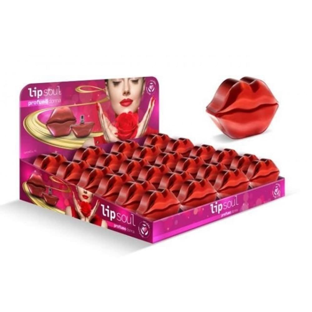 SET 24PZ PROFUMO CORPO LIP SOUL DA DONNA DA 30ML DESIGN A FORMA DI LABBRA ROSSE 402599