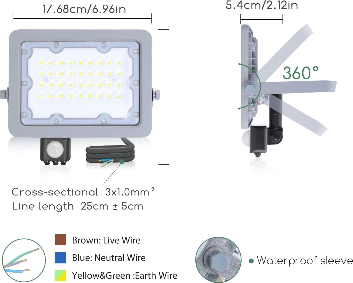 Aigostar faro LED 30W con sensore movimento IP65 - 6