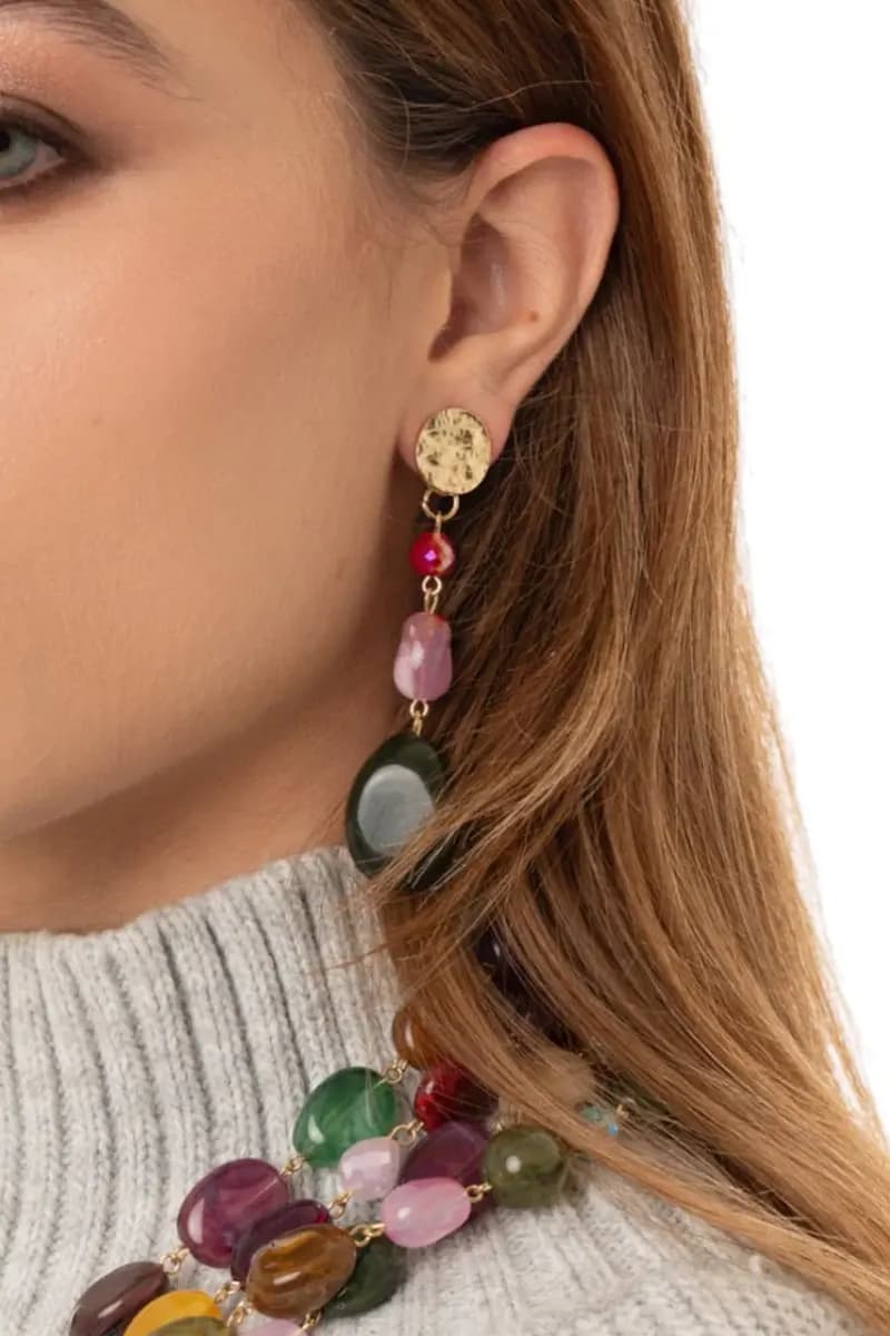 MYA ACCESSORIES | Orecchini pendenti a catena con pietre - 3