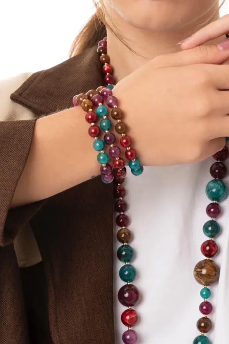 MYA ACCESSORIES | Bracciale elastico tre linee con sfere - 4