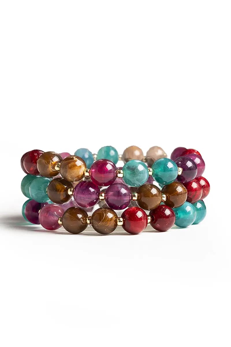 MYA ACCESSORIES | Bracciale elastico tre linee con sfere - 2