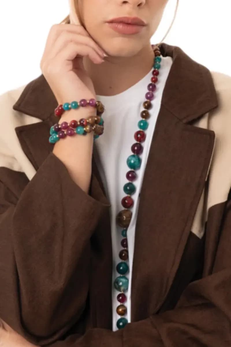 MYA ACCESSORIES | Bracciale elastico tre linee con sfere - 3