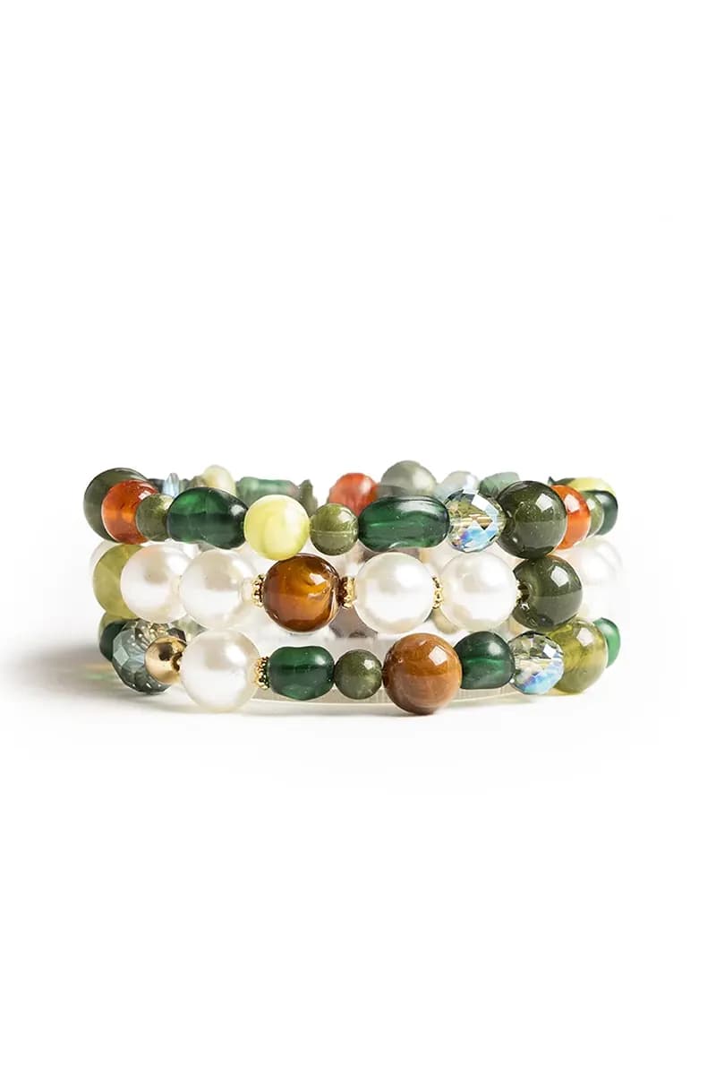 MYA ACCESSORIES | Bracciale elastico tre linee con sfere - 2